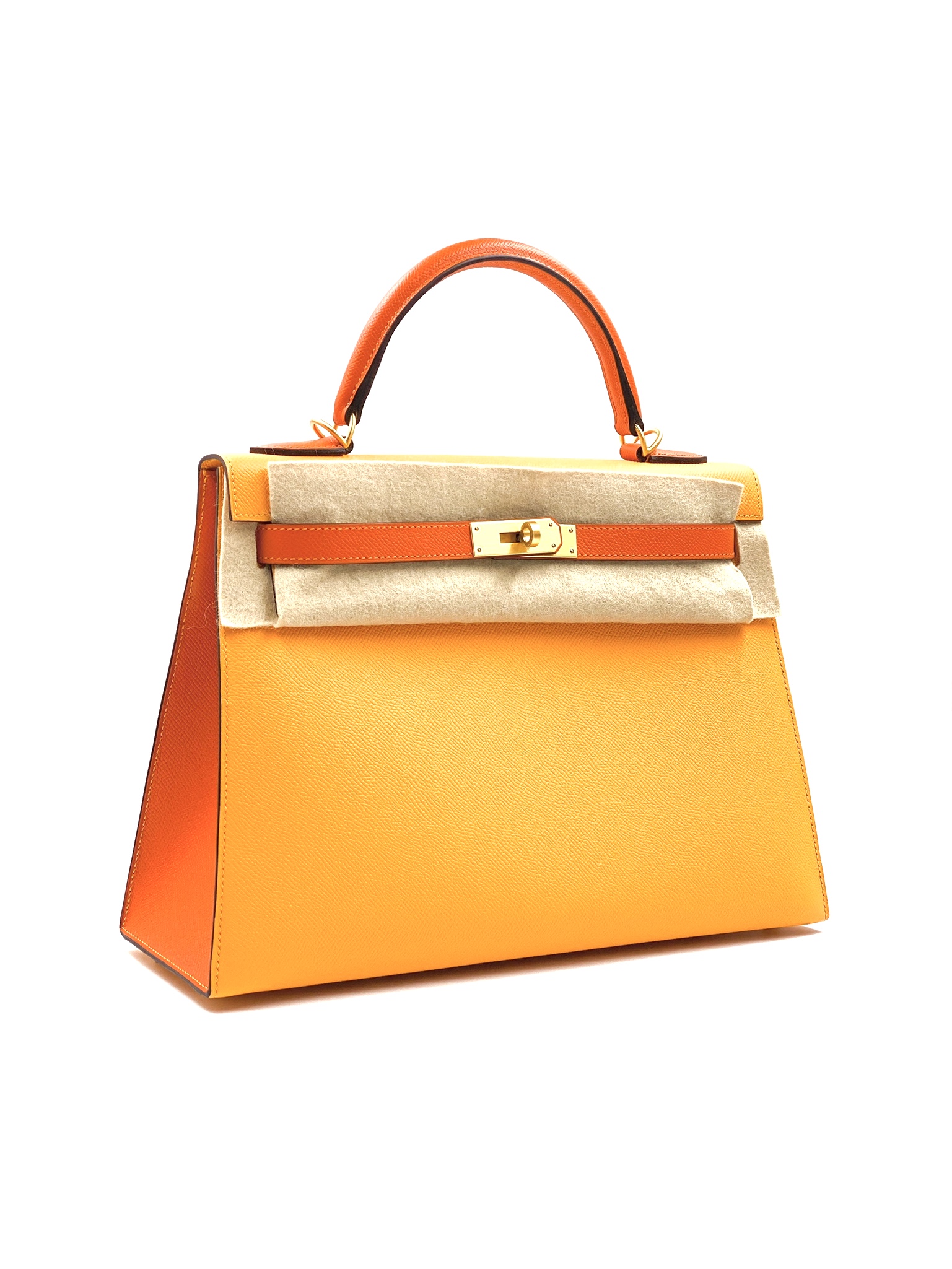 Hermes Birkin 30 Special Order Epsom Feu Orange Jaune D'or Yellow