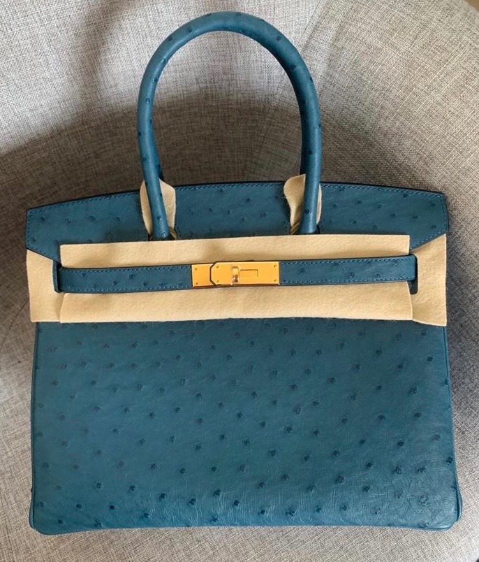 Hermes Birkin 30 Chocolat Autruche Ostrich Gold Hardware #L - Vendome Monte  Carlo