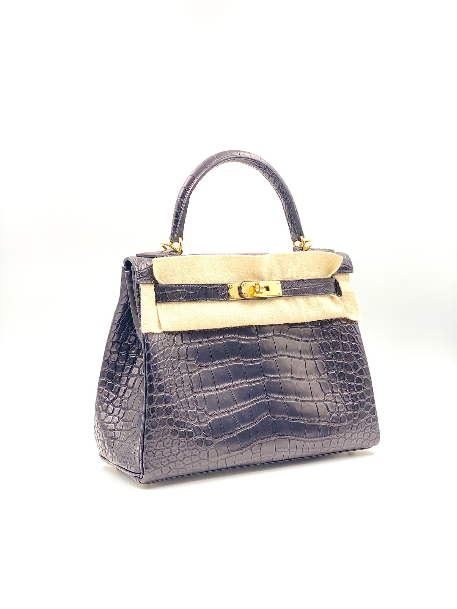 Hermes Kelly 28cm Retourne Special Order Beton Matte Alligator