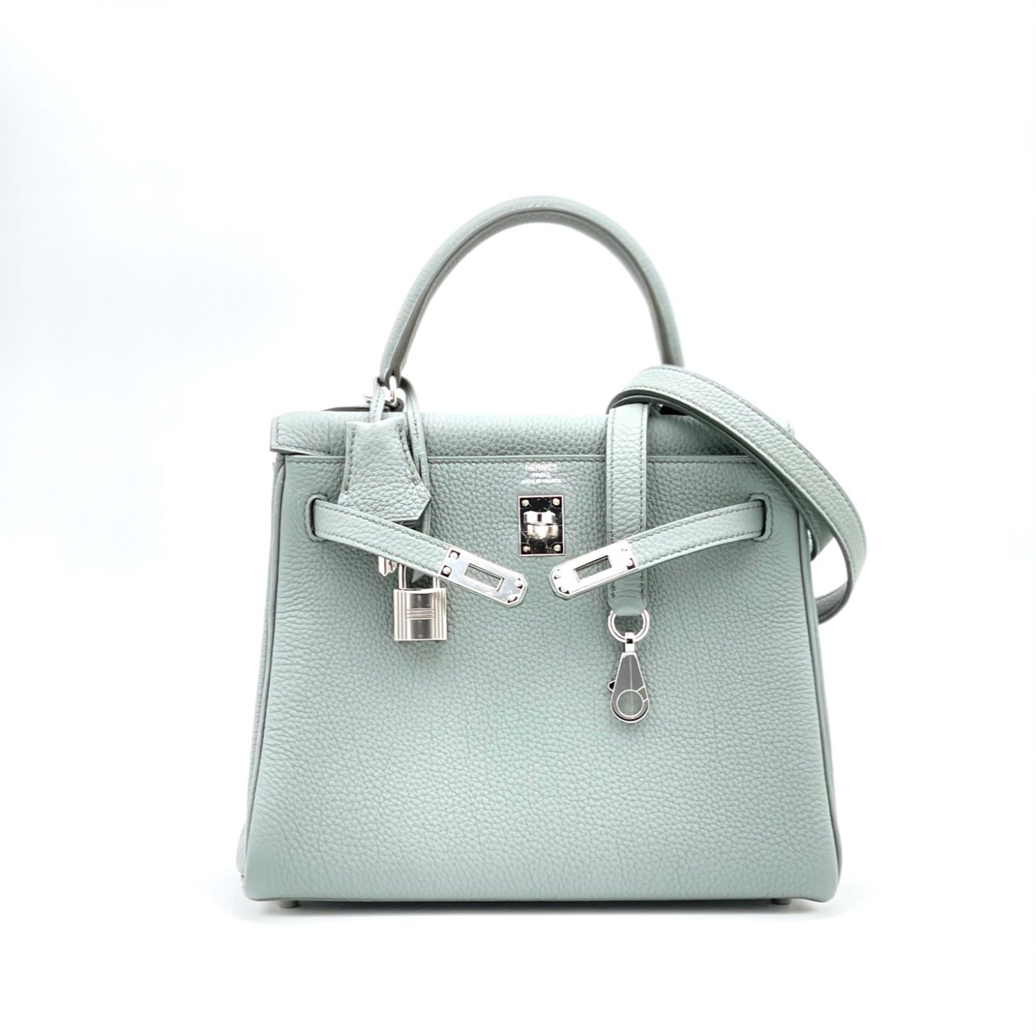 Hermes Kelly 25cm Sellier Bag In Vert Amande Epsom Leather 