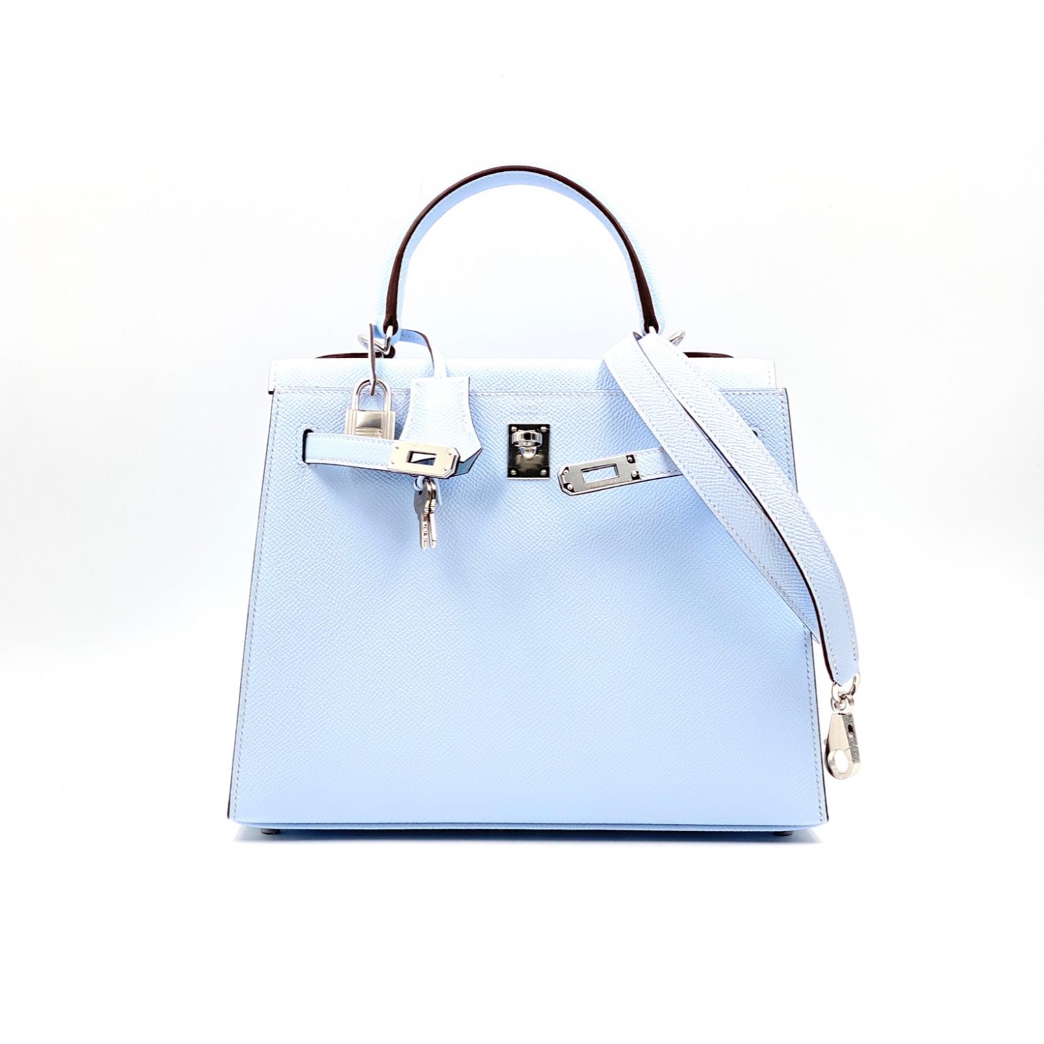 Kelly 25 Sellier Tri-Color Bleu Brume Epsom