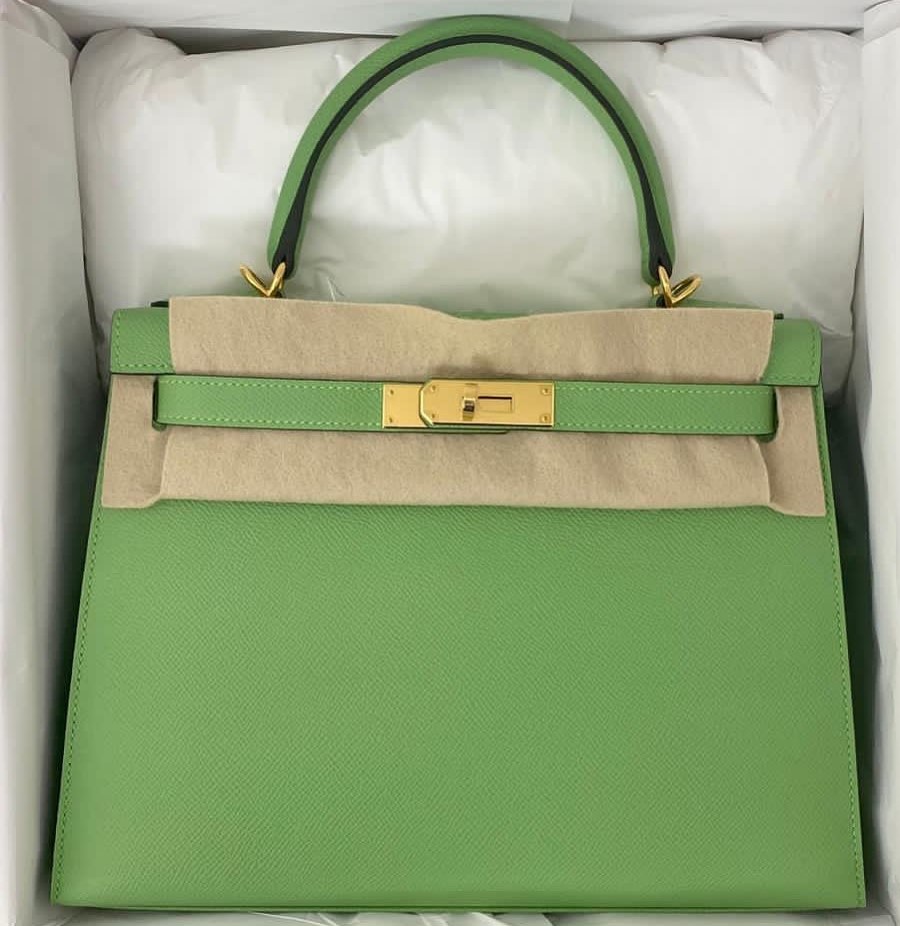 Hermes Kelly 28 Sellier Vert Criquet Epsom Gold Hardware - Vendome Monte  Carlo