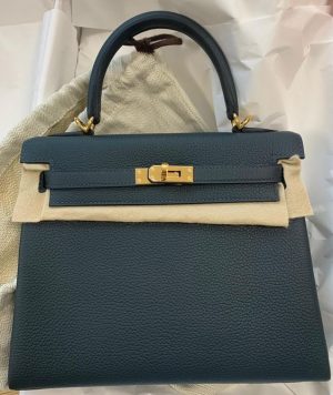 Hermes Birkin 25 Vert Rousseau Togo Gold Hardware - Vendome