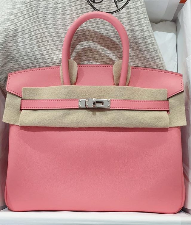 Hermes Kelly 25 Bag Rose Sakura Swift Leather with Palladium