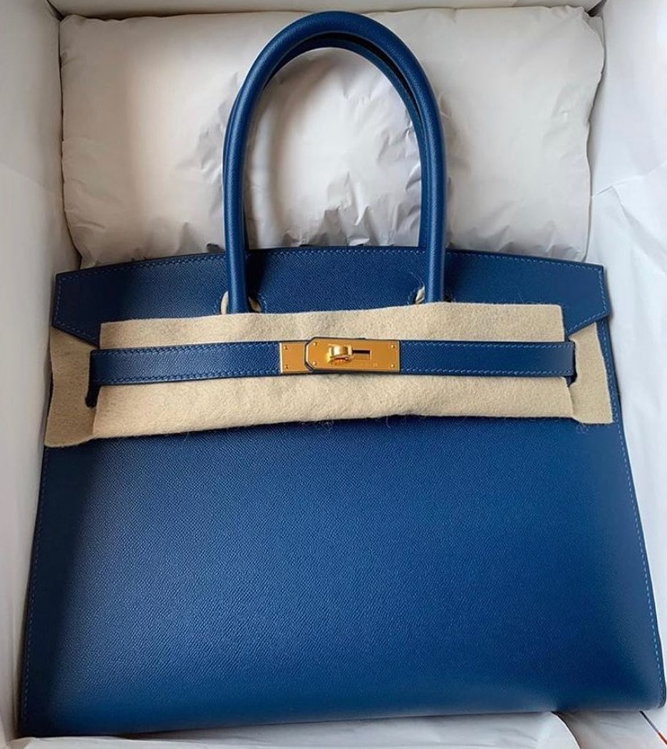 A DEEP BLEU VEAU MADAME LEATHER CHAÎNE D'ENCRE SAC CHAÎNE D'ENCRE