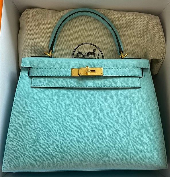 Hermes 30cm Blue Atoll Epsom Leather Birkin Bag with Gold Hardware