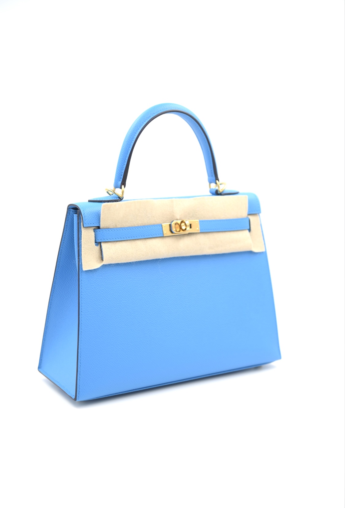 Hermes Kelly 35 Epsom Verso Rouge Casaque and Blue Hydra Handbag