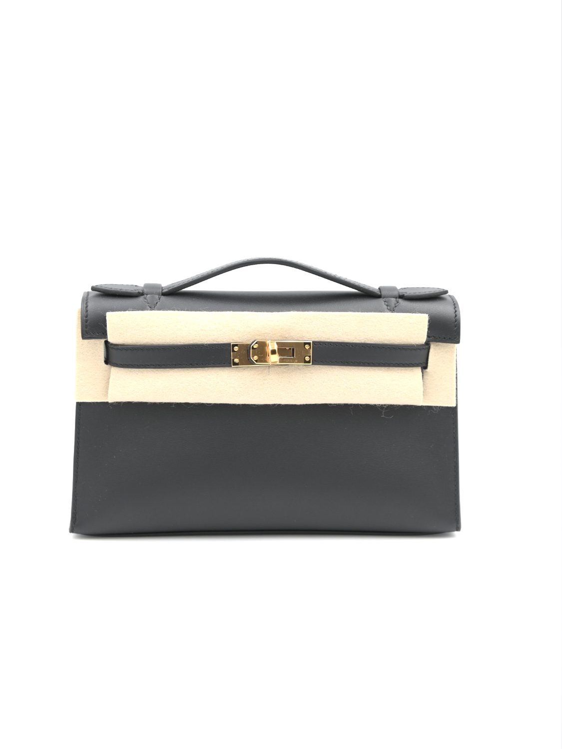 Hermes Black Kelly Pochette Gold Hardware Clutch Z Stamp, 2021