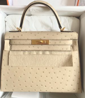 Hermes Birkin 30 Parchemin Autruche Ostrich Palladium Hardware #X