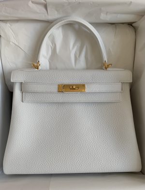 Hermes Birkin 25 Blanc White Himalaya Niloticus Mat Matte Gold/Diamond  Hardware #Q - Vendome Monte Carlo