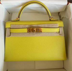 Hermes Mini Kelly Lime Chevre Palladium Hardware - Vendome