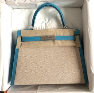 Hermes Kelly 25 Sellier Bleu du Nord Epsom Palladium Hardware #D