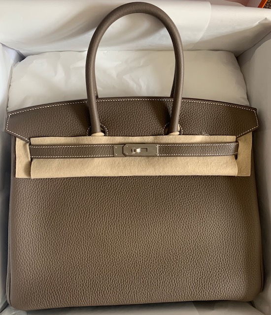 Hermes Birkin 35 Etoupe Clemence Palladium Hardware Vendome