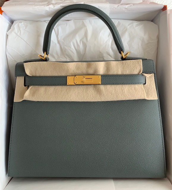 Hermes Kelly 28 Sellier Vert Amande Epsom Gold Hardware - Vendome