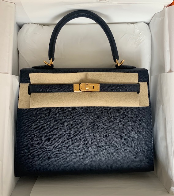 Hermes Birkin 25 Sellier Bag Blue Brume Epsom Palladium Hardware