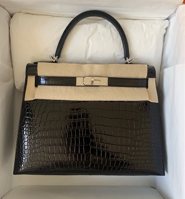 Hermes Hac Birkin 40 Black Matte Porosus Crocodile Bag Palladium Hardware