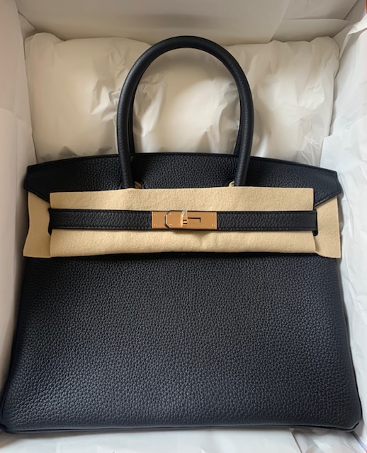 Hermes Birkin 30 Noir Black Togo Rose Gold Hardware #D - Vendome Monte Carlo