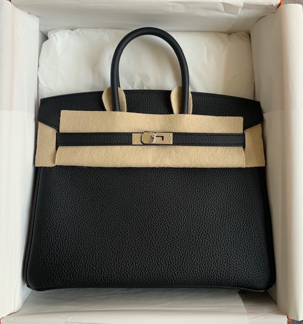 Hermes Birkin bag 25 Black Togo leather Gold hardware