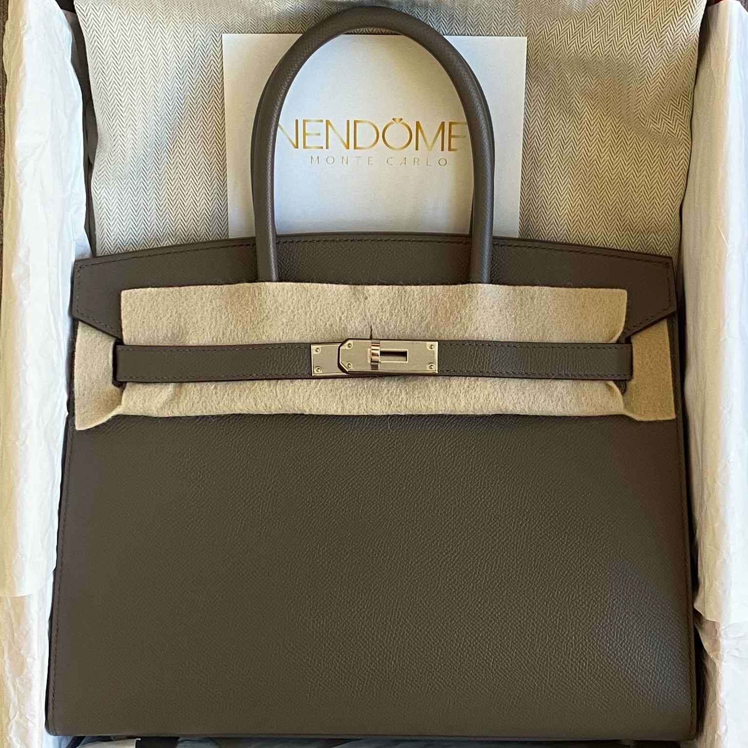 Hermes Birkin 30 Etain Epsom Sellier Palladium Hardware