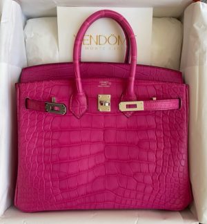 Hermes Birkin 25 Rose Pourpre Shiny Croco Niloticus Palladium Hardware -  Vendome Monte Carlo