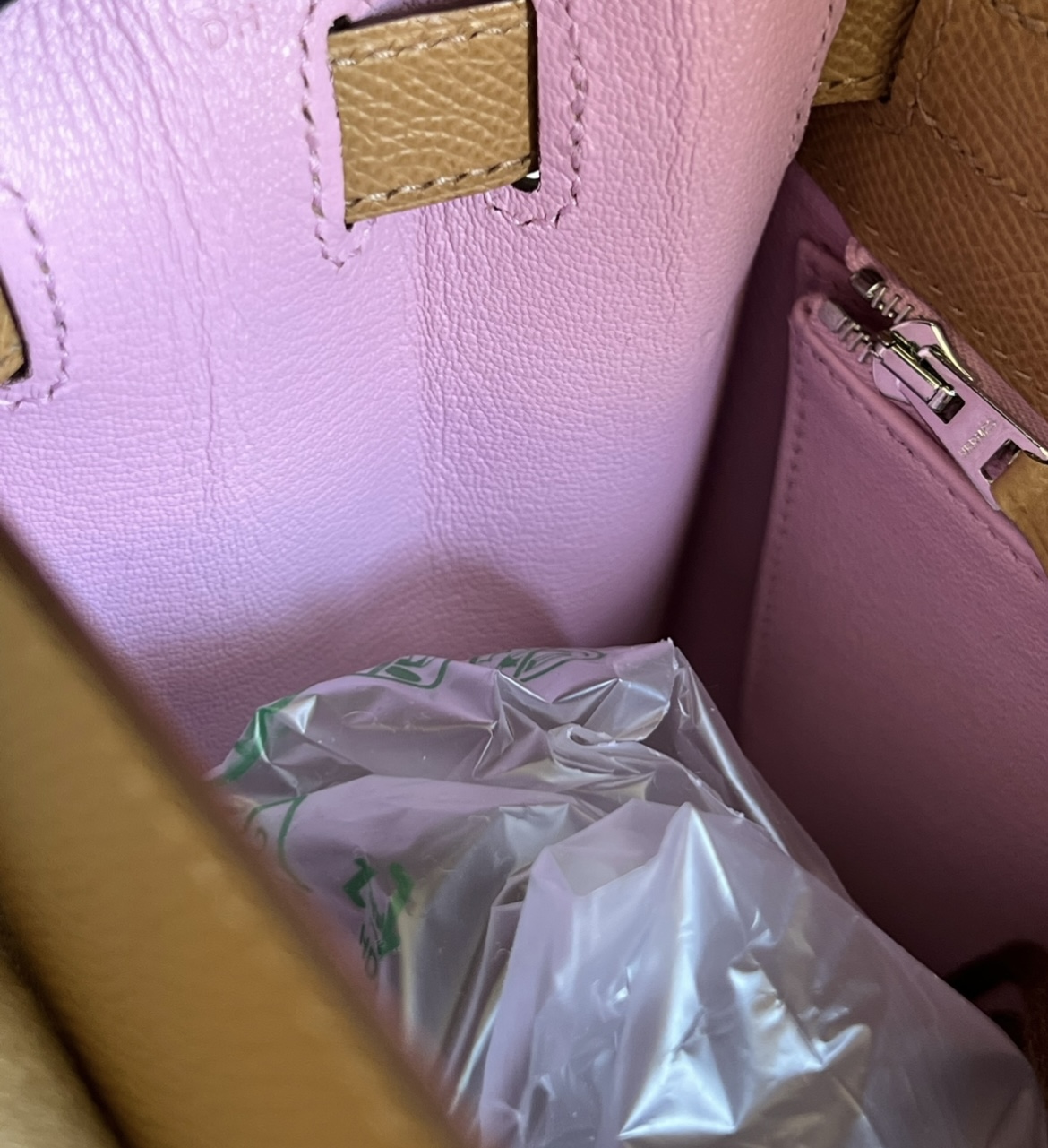 Hermes Kelly 28 Verso Biscuit Mauve Sylvestre Epsom Palladium