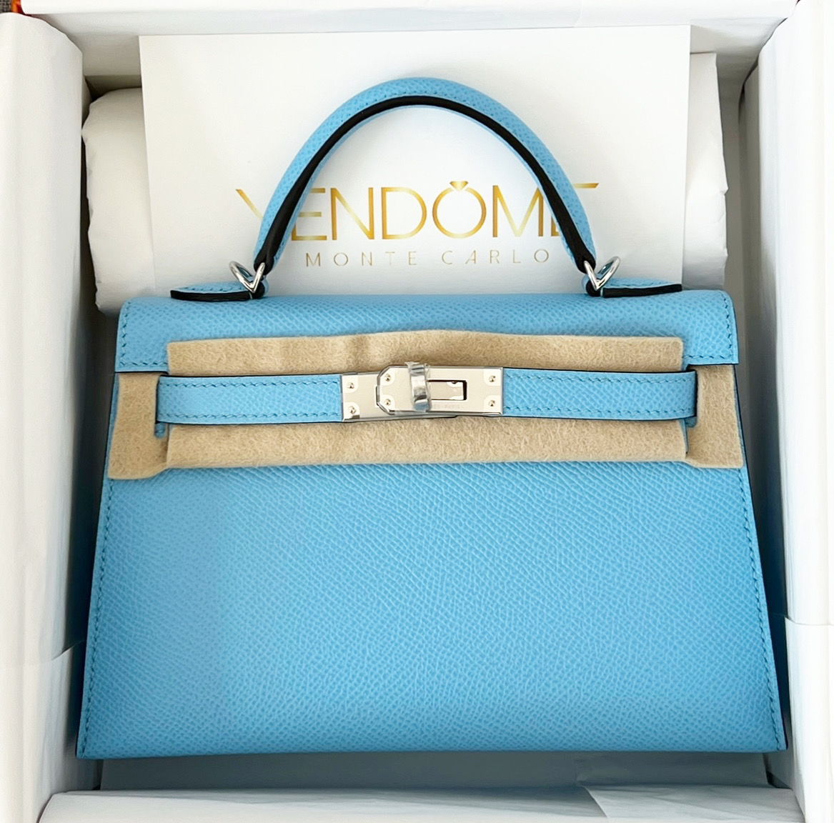 Hermes Birkin Sellier 25 Celeste Epsom Palladium Hardware