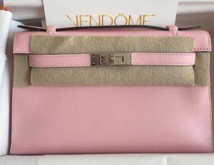 Hermes Kelly 25 Sellier Rose Sakura Swift Gold Hardware #T