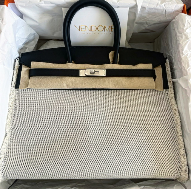 Hermes Birkin 35 Fray Fray Swift Twill Handbag