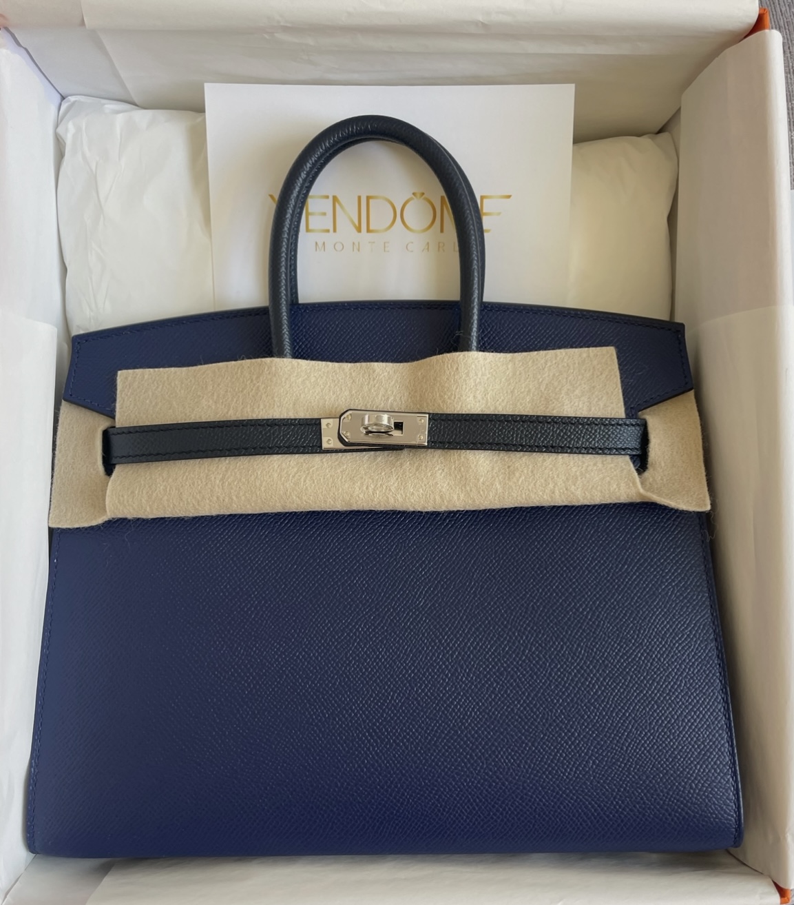 Hermes Kelly bag 25 Sellier Blue saphir Epsom leather Silver