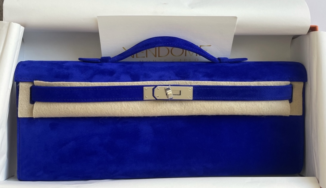 Hermes Kelly Clutch Bag Cut Blue Electric