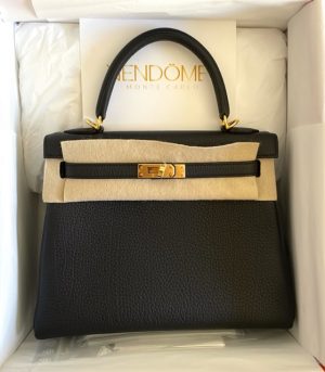 Hermes Kelly 25 Nata Swift Gold Hardware - Vendome Monte Carlo