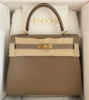 Hermes Mini Kelly 20 Sellier Etoupe Epsom Gold Hardware - Vendome Monte  Carlo