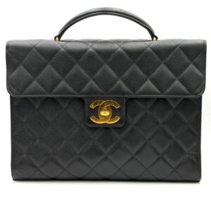 Chanel Vintage Black Caviar Leather Briefcase