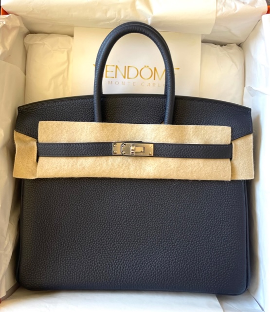 Hermes Birkin 25 Bleu Nuit Togo Palladium Hardware - Vendome Monte