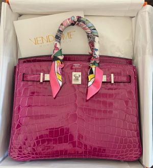 Hermes Kelly 25 Sellier Rose Tyrien Ostrich Palladium Hardware - Vendome  Monte Carlo