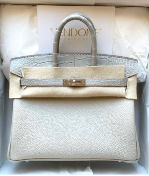 Hermes Birkin 30 Togo Gris Perle Touch Matte Alligator Togo Gold