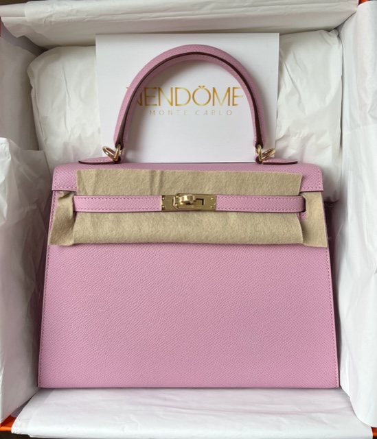 Hermes Kelly Retourne 25 Mauve Pale Swift Palladium Hardware