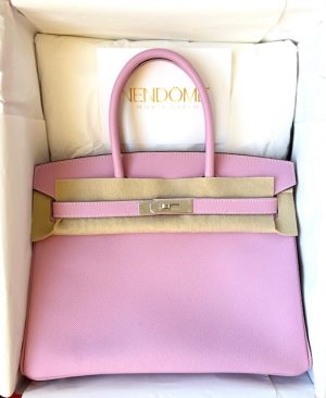 Hermes Kelly 28 Verso Biscuit/Mauve Sylvestre Epsom Palladium