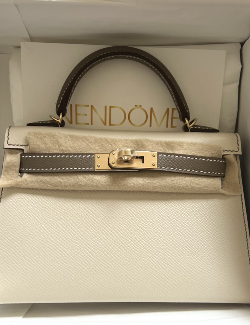Hermes Mini Kelly 20 Sellier Nata/Etoupe Epsom Gold Hardware