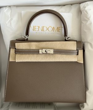 Hermes Kelly 28 Sellier Etoupe Epsom Palladium Hardware #D - Vendome Monte  Carlo