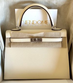 Hermes Kelly 25 Gris Meyer Epsom Sellier Palladium Hardware - Vendome Monte  Carlo