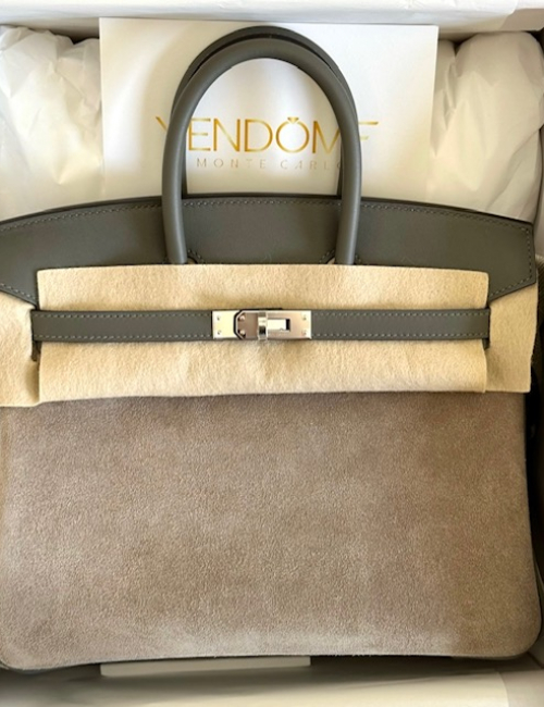 Hermes Birkin 25 Grizzly/Swift Caillou/Gris Meyer Palladium Hardware