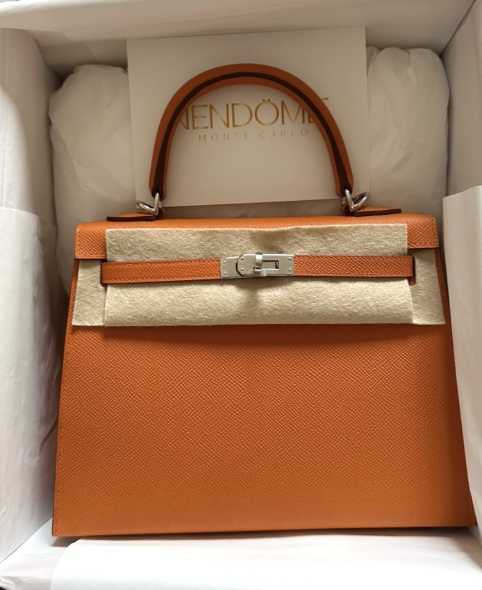 Hermes Evelyne PM, Orange with Palladium Hardware, 2022 U Stamp