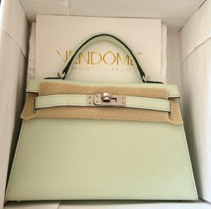 Hermes Mini Kelly 20 Sellier Vert Criquet Epsom Palladium Hardware -  Vendome Monte Carlo