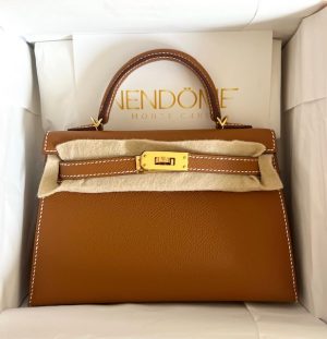 Hermes Mini Kelly 20 Sellier Nata Epsom Gold Hardware - Vendome Monte Carlo