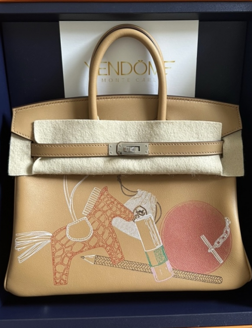 Hermes Birkin 25 In and Out Biscuit Swift Palladium Hardware
