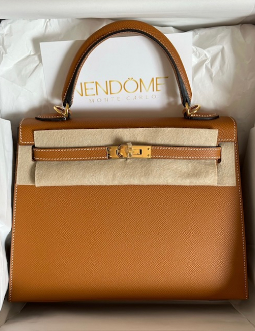 Hermes Kelly 25 Toffee Epsom Gold Hardware