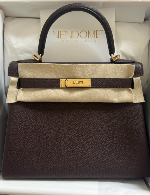 Hermes Kelly 28 Rouge Sellier Togo Gold Hardware
