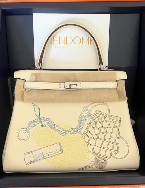 Hermes Kelly 25 In and Out Nata Swift Palladium Hardware