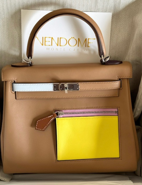 Hermes Kelly 25 Colormatic Chai Swift Palladium Hardware
